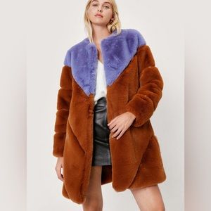 Faux Fur Two Tone Teddy Jacket 💜💅🏼🐻